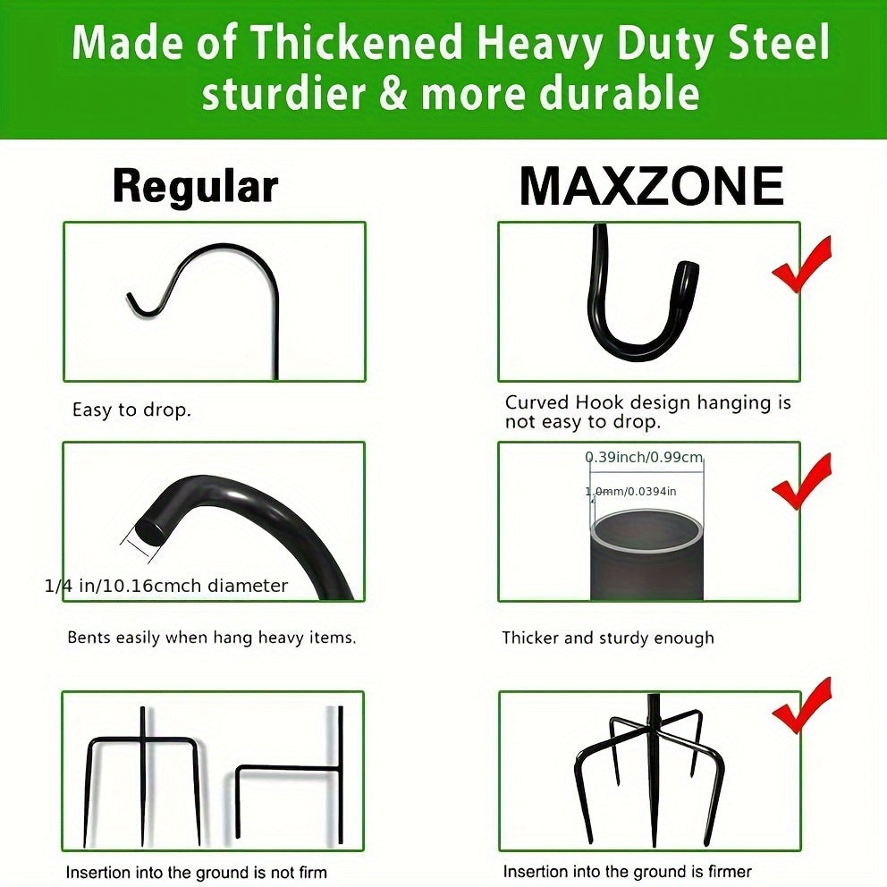 Heavy-Duty Shepherd Hook – Rust-Resistant Metal Hanging Hook for Bird Feeders, Garden Decor & Solar Lights TARHUS