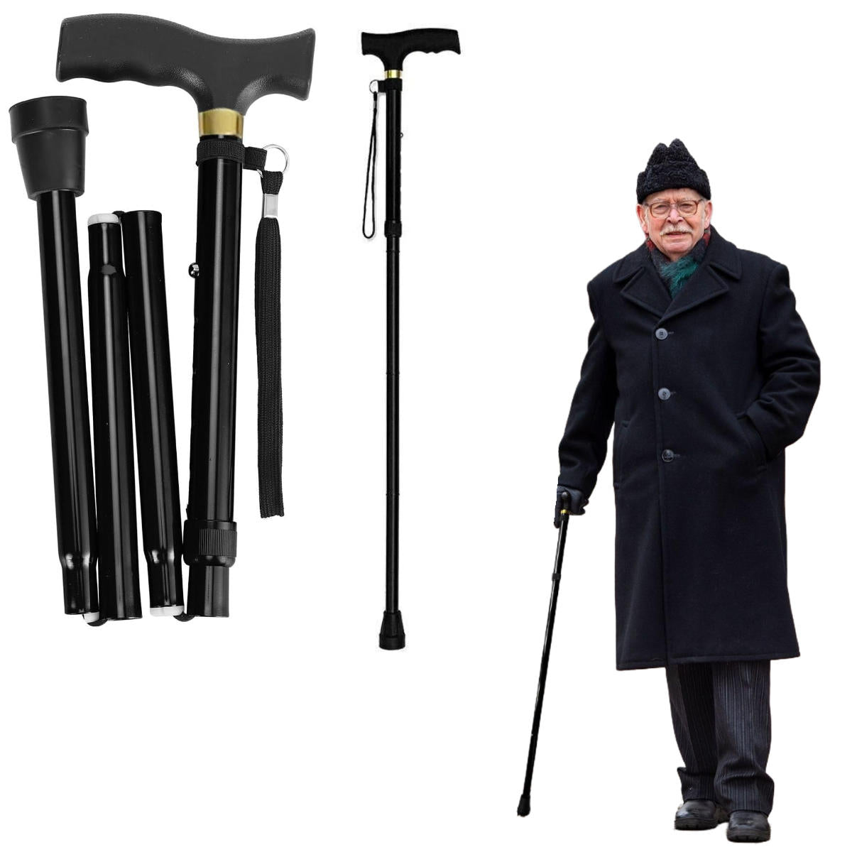 Adjustable Walking Cane for Seniors – Lightweight, Foldable Support Stick with Anti-Slip Rubber Tip & Ergonomic Handle - TARHUS
