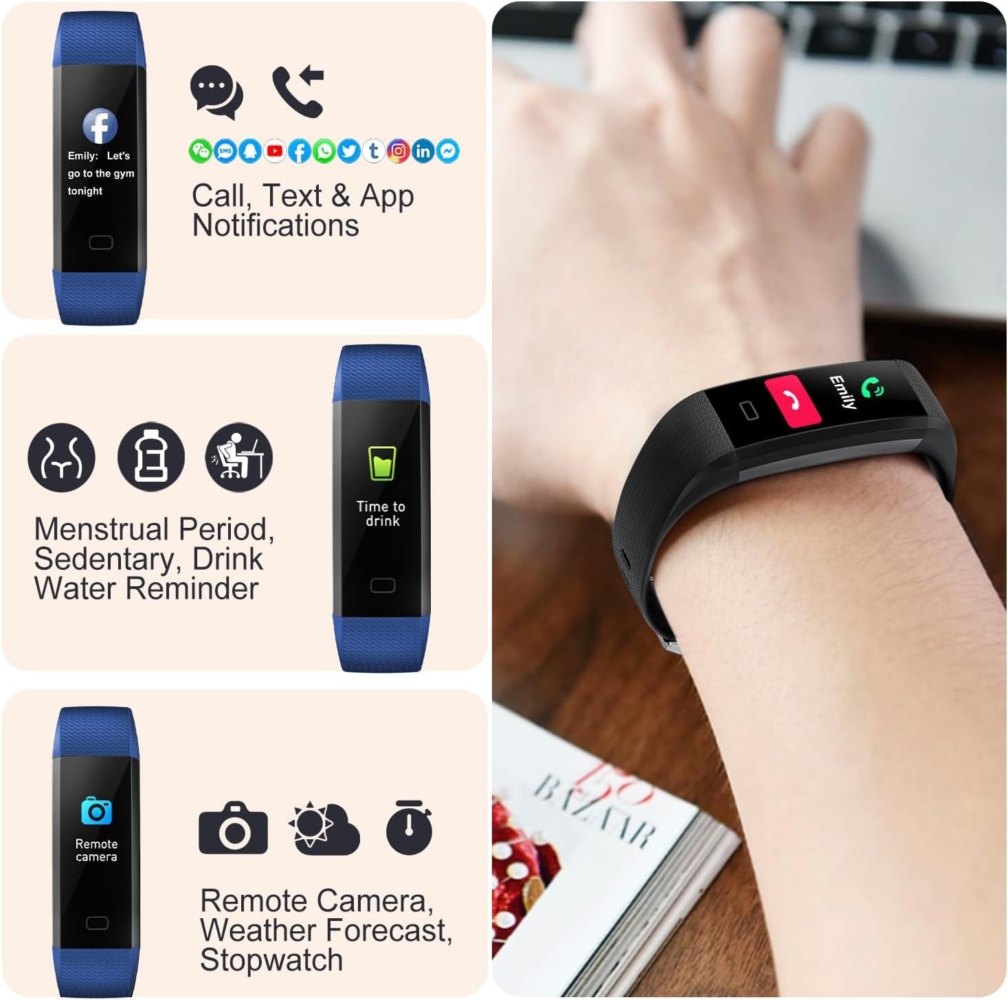 Blood Pressure and Heart Rate Monitor Smart watch - TARHUS