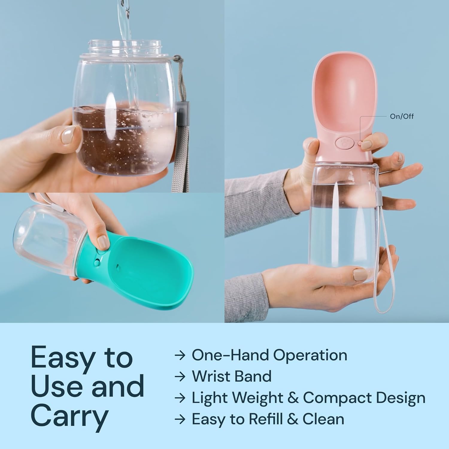 Portable Dog Water Bottle – Leak-Proof Pet Travel Dispenser with Built-In Bowl for Walking & Hiking - TARHUS