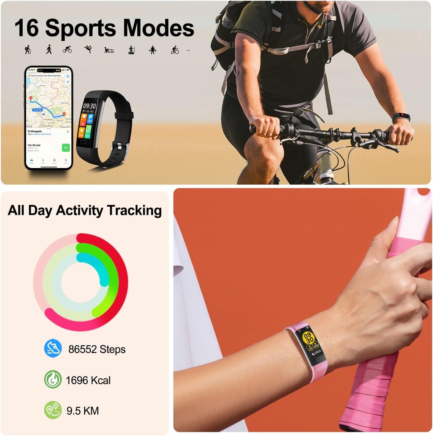 Blood Pressure and Heart Rate Monitor Smart watch - TARHUS