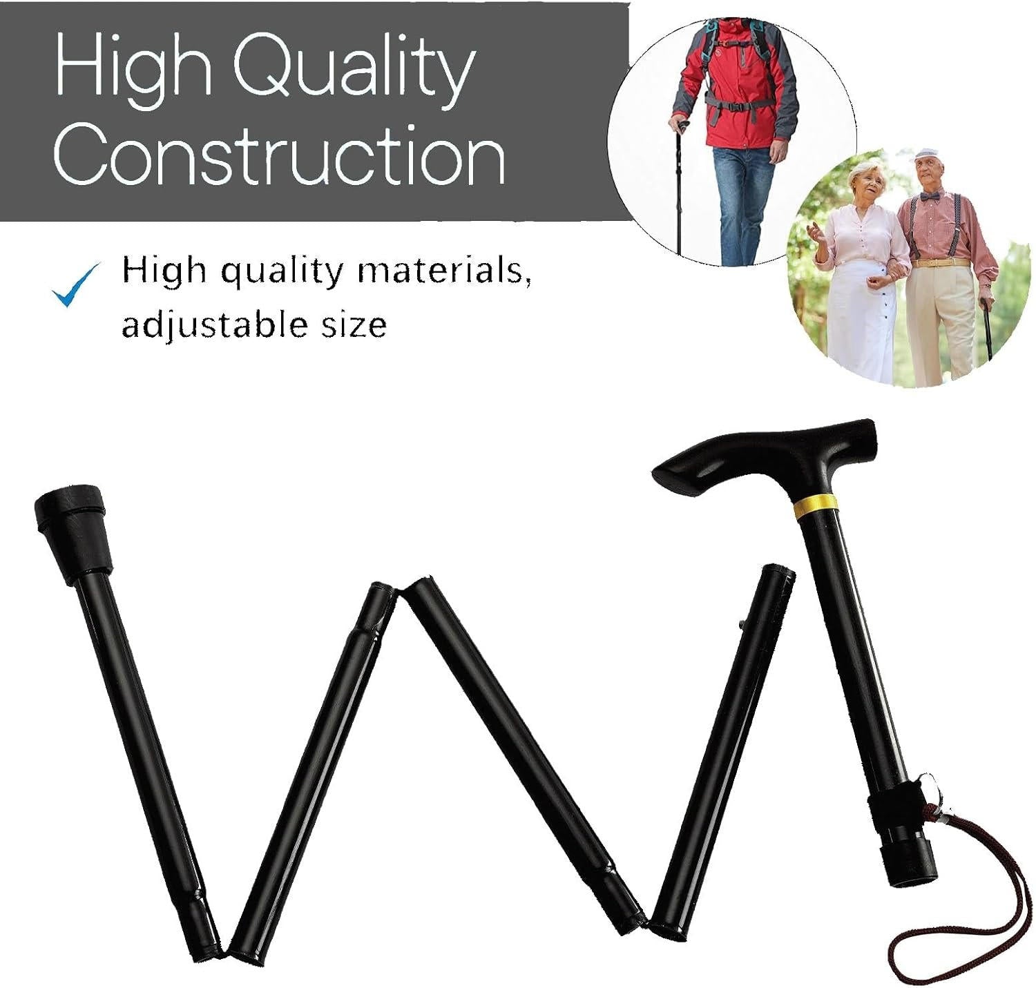 Adjustable Walking Cane for Seniors – Lightweight, Foldable Support Stick with Anti-Slip Rubber Tip & Ergonomic Handle - TARHUS