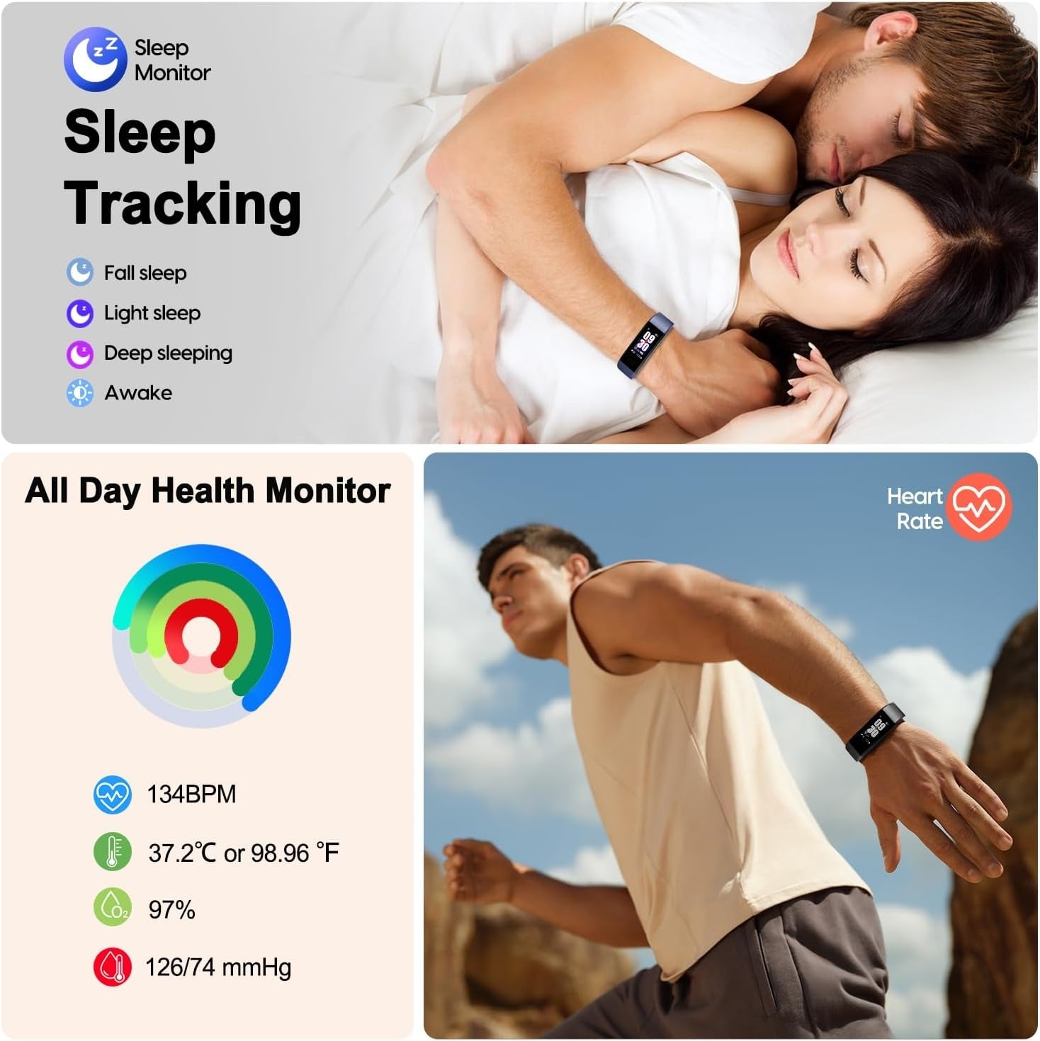Blood Pressure and Heart Rate Monitor Smart watch - TARHUS