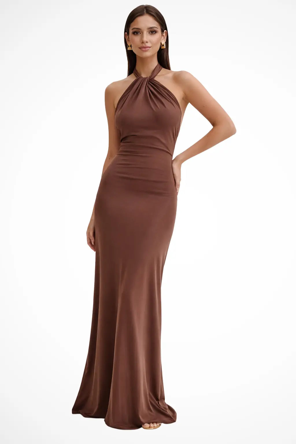 Celeste | Women Halter Neck Twisted Knot Open Back Bodycon Wedding Guest Maxi Dress TARHUS  Maxi Dress