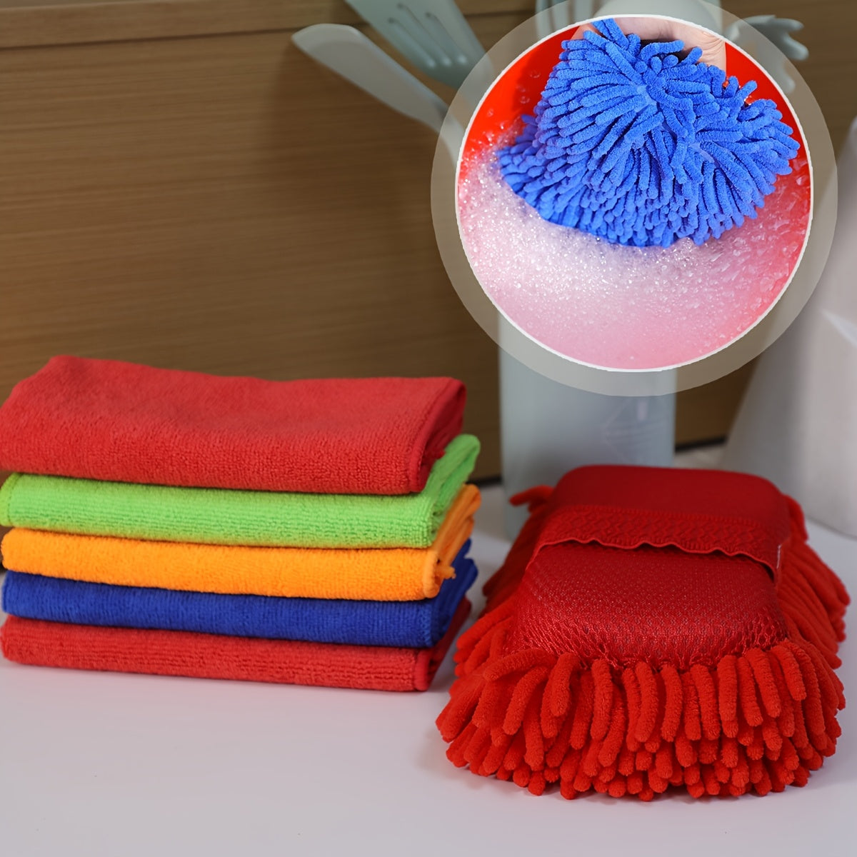 6-Piece Microfiber Car Wash Sponge & Towel Set – Super Absorbent, Scratch-Free Cleaning Kit for Auto, Home & Kitchen Use