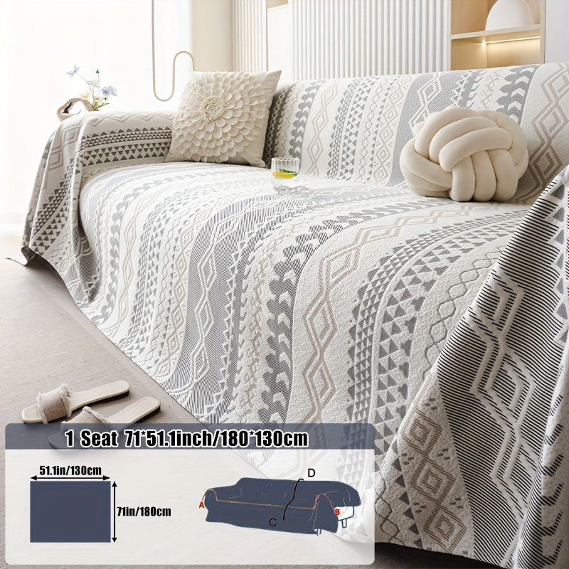 Modern Geometric Sofa Cover – Pet-Friendly, Non-Slip Couch Slipcover for 1–4 Seaters - TARHUS