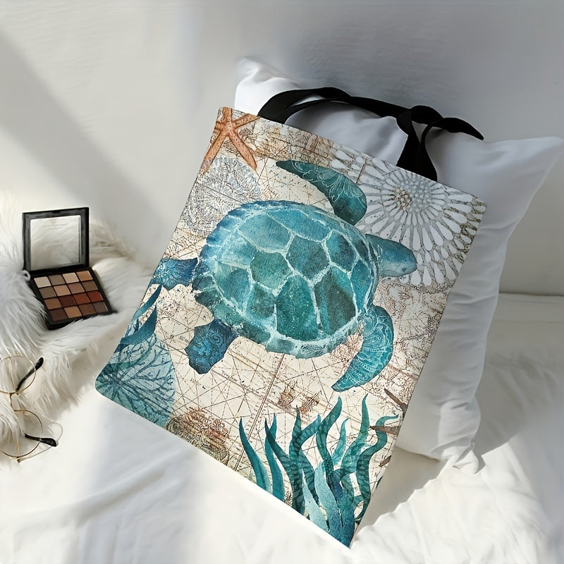 Large Ocean Turtle Tote Bag - Reusable Multipurpose Shoulder Bag for Women - Perfect for Shopping, Travel, and Outdoor Activities TARHUS