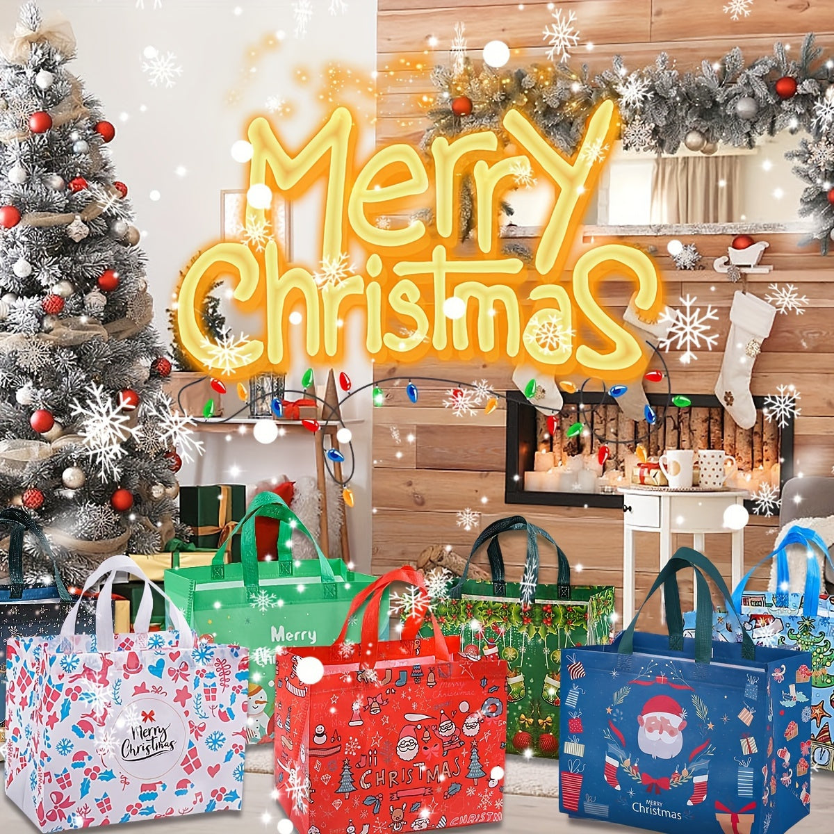 Large Reusable Christmas Gift Bags with Handles – Festive Non-Woven Holiday Totes TARHUS