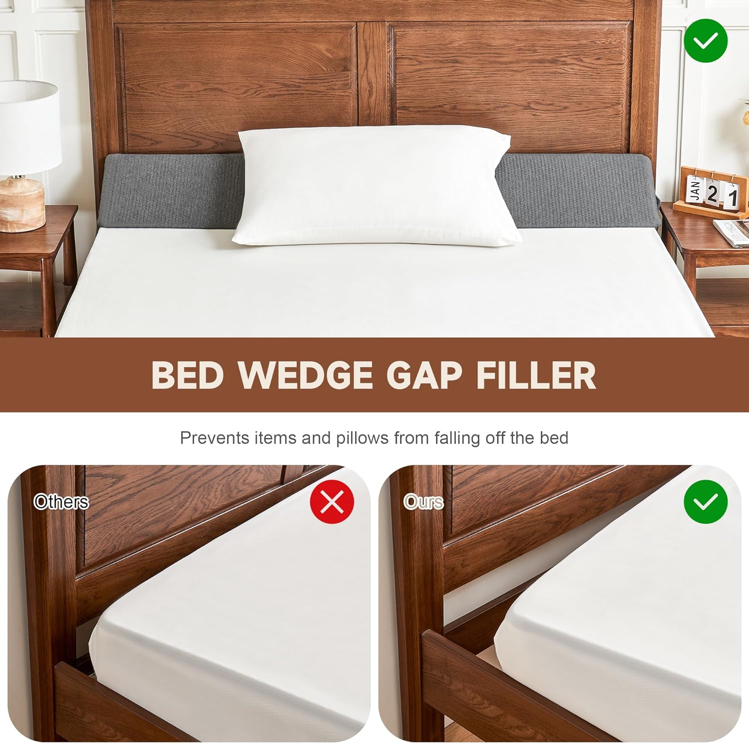 Bed Gap Filler Wedge | Support Pillow – Sleep & Storage Comfort
