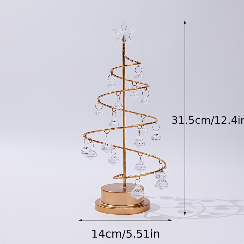 Elegant Metal Christmas Tree Lamp with Crystal Ornaments | LumiTree TARHUS