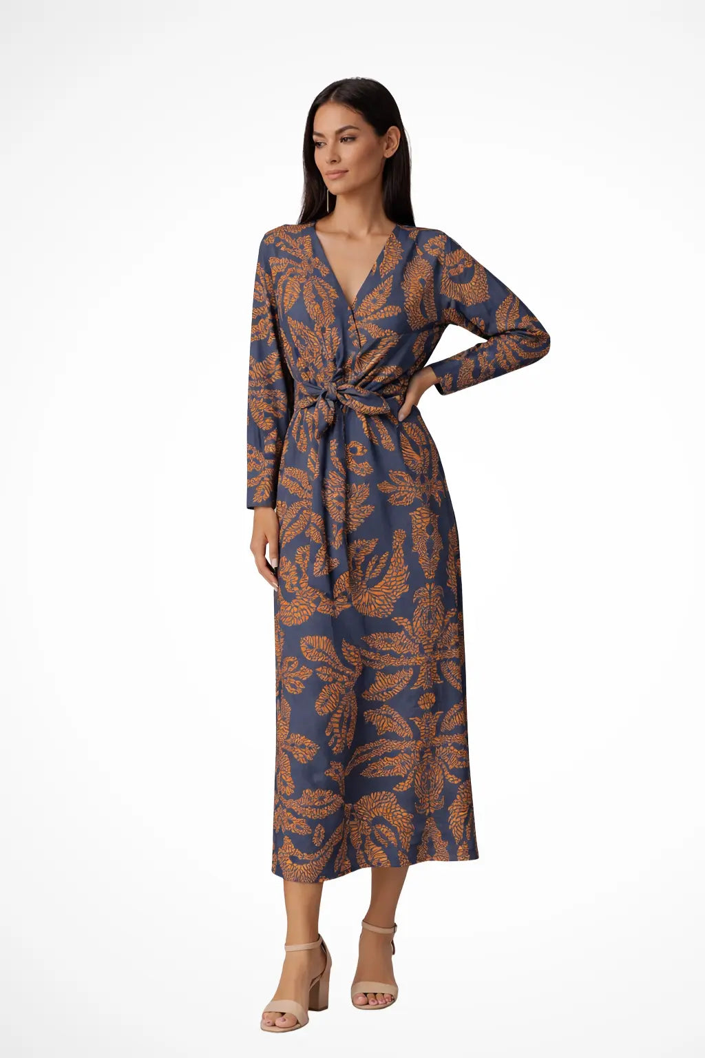 Aria | Women Wedding Guest Tie Waist Maxi Dress with Long Sleeves TARHUS  Dresses