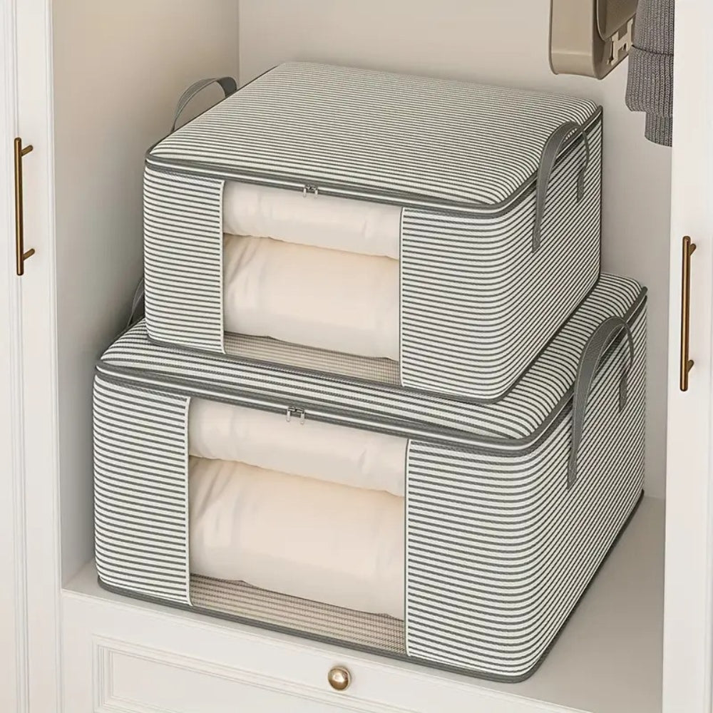 Classic Striped Foldable Storage Bag for Clothes & Home Organisation