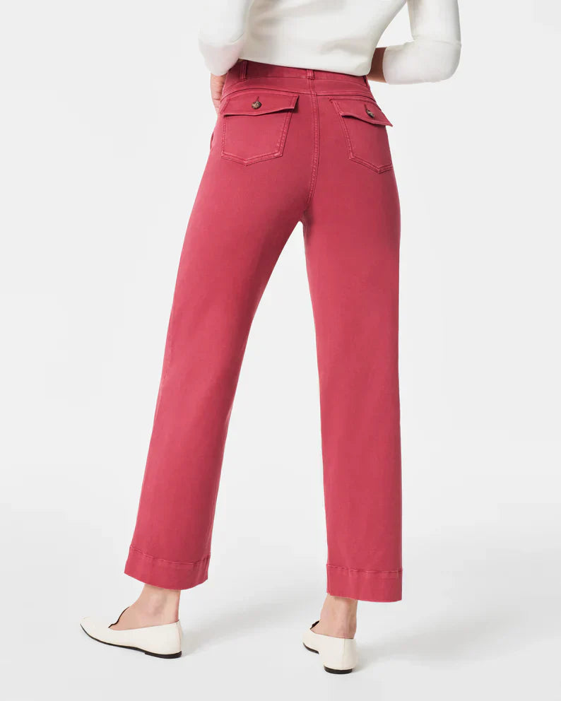 Valentina - Cropped twill trousers with flat stomach effect