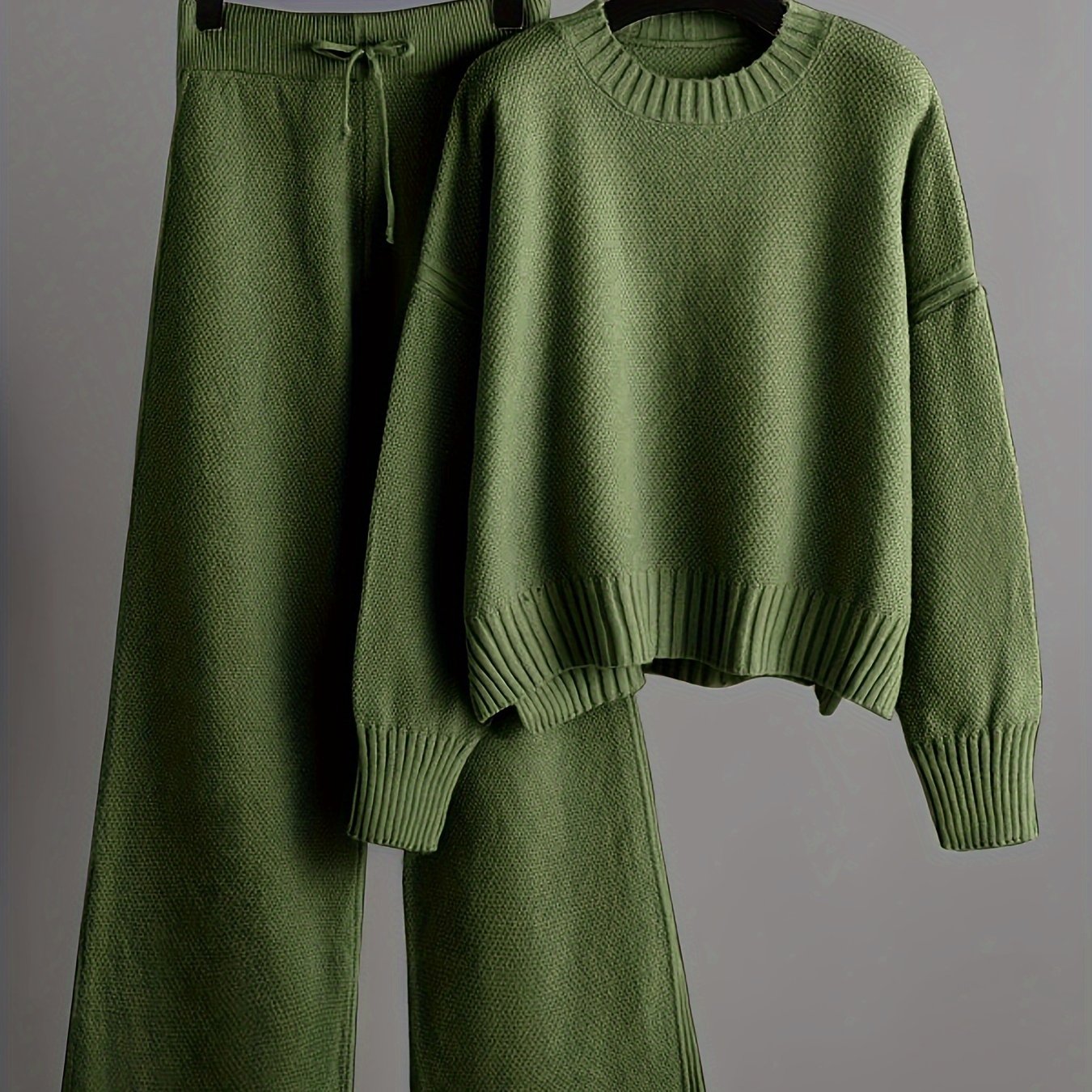 Women’s 2-Piece Knitted Lounge Set – Sweater & Wide-Leg Pants - TARHUS