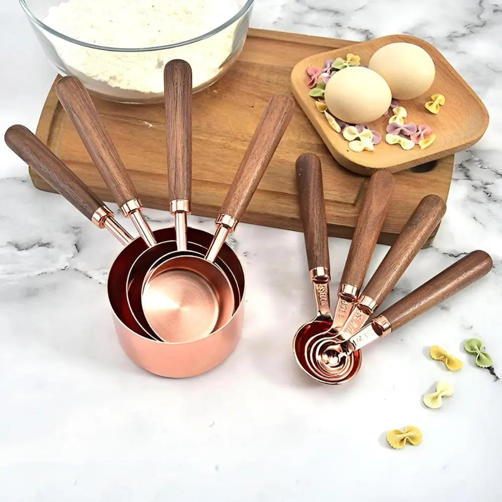 Copper Measuring Set | Cups & Spoons – Walnut Handle Kitchen Tools TARHUS  Cooking Utensils