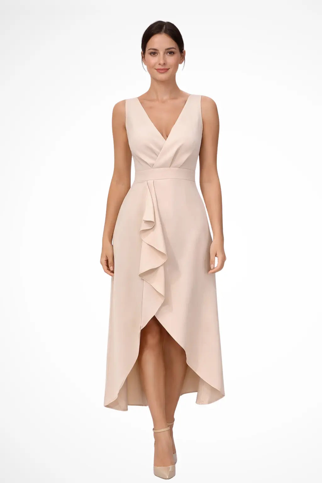 Eliane | Women’s Sleeveless Wrap Style Midi Wedding Guest Dress with Asymmetric Hem TARHUS  Maxi Dress