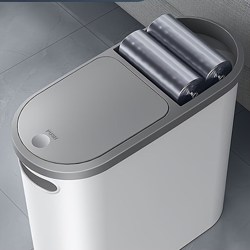10L Bathroom Trash Can with Lid – Narrow Space Press-Type Bin for Modern Homes TARHUS