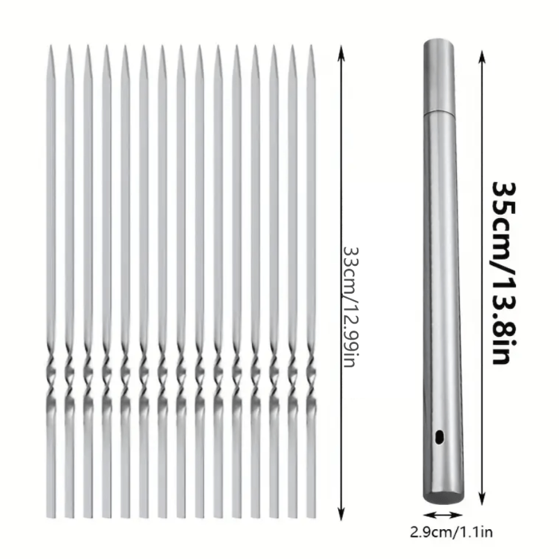 20/30/50pcs Durable Stainless Steel BBQ Skewers with 1 Tube Storage, Reusable and Easy to Clean for Outdoor and Indoor Grilling Parties TARHUS