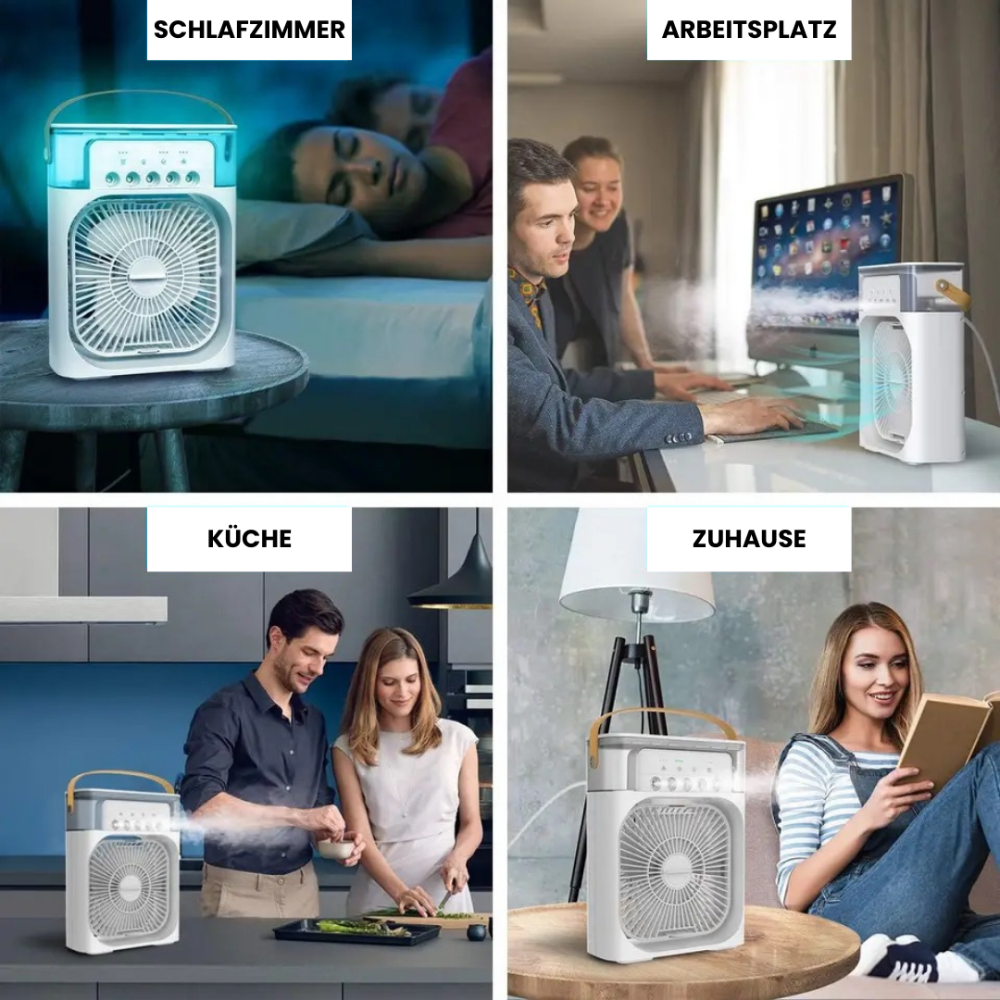 Aerosa | Compact Air Cooler – Portable Mini Fan with LED Light & USB Power