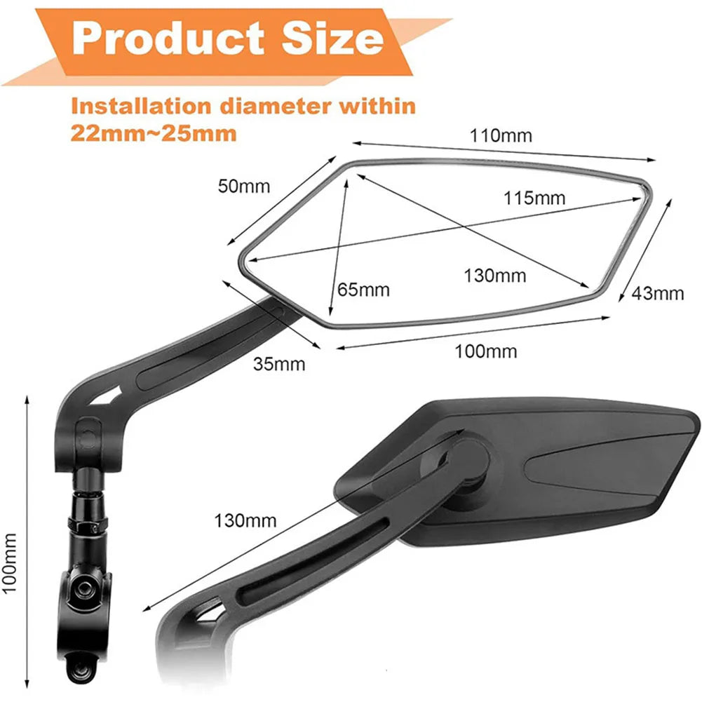 2-Pack Bicycle Rearview Mirrors – Adjustable Handlebar Bike Mirrors for Safe Riding, Fits Most Bikes - TARHUS