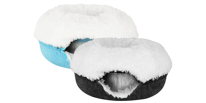 Cat Cave Calming Donut Bed for Anxiety Relief & Cozy Sleeping