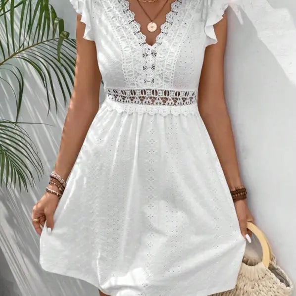 Broderie Anglaise Cotton Lilac Summer Dress for Women TARHUS  SS - Womens - Mini Dress