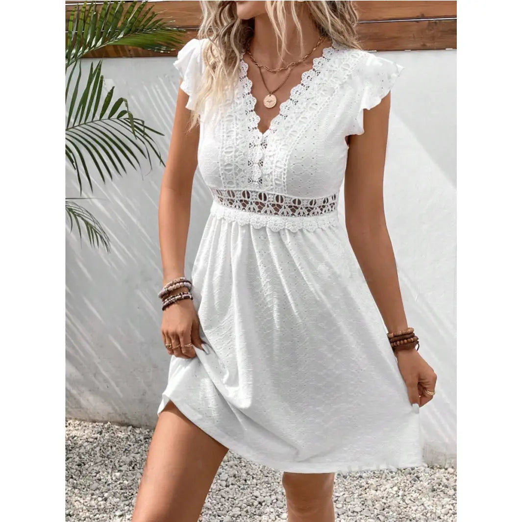Broderie Anglaise Cotton Lilac Summer Dress for Women TARHUS  SS - Womens - Mini Dress