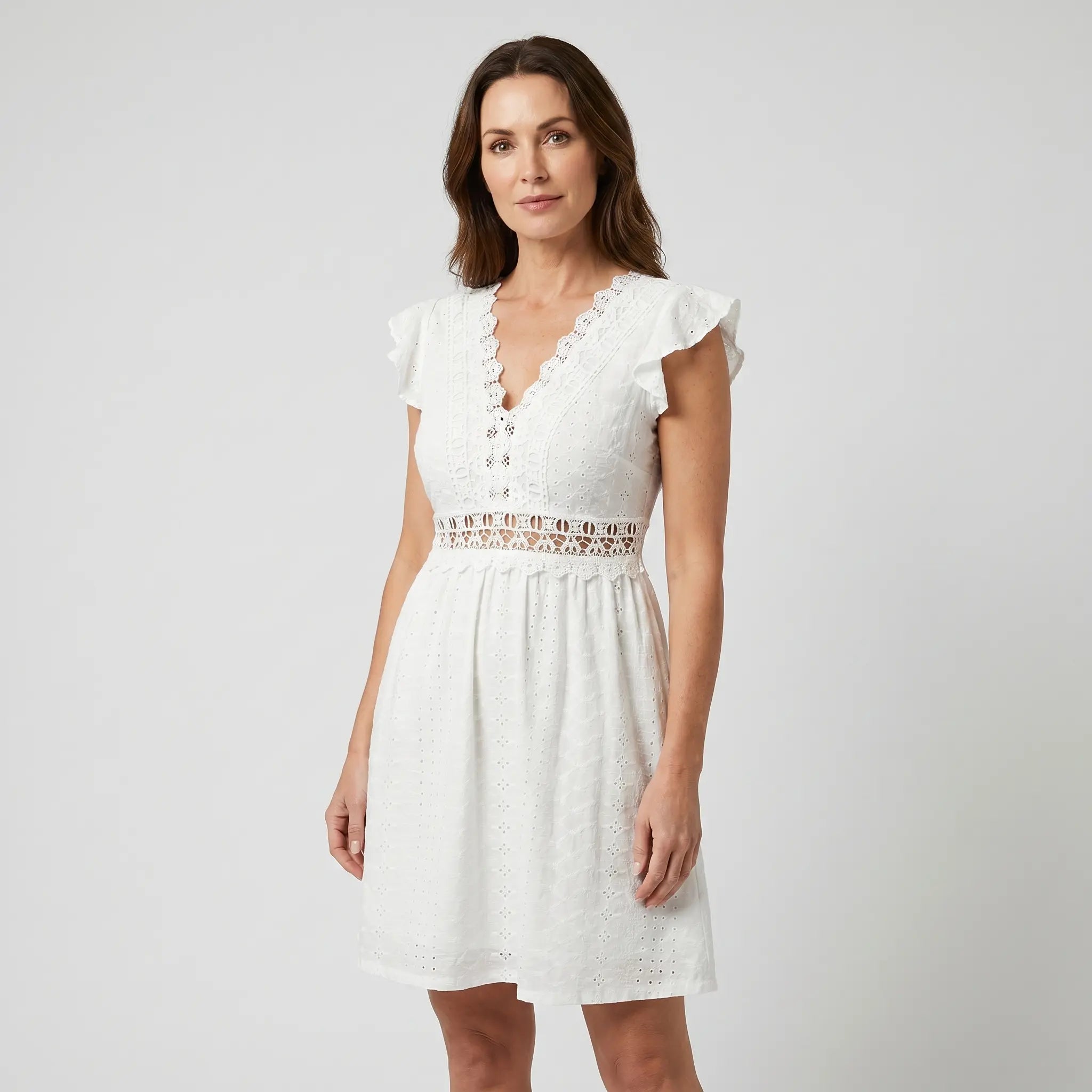 Broderie Anglaise Cotton Lilac Summer Dress for Women TARHUS  SS - Womens - Mini Dress