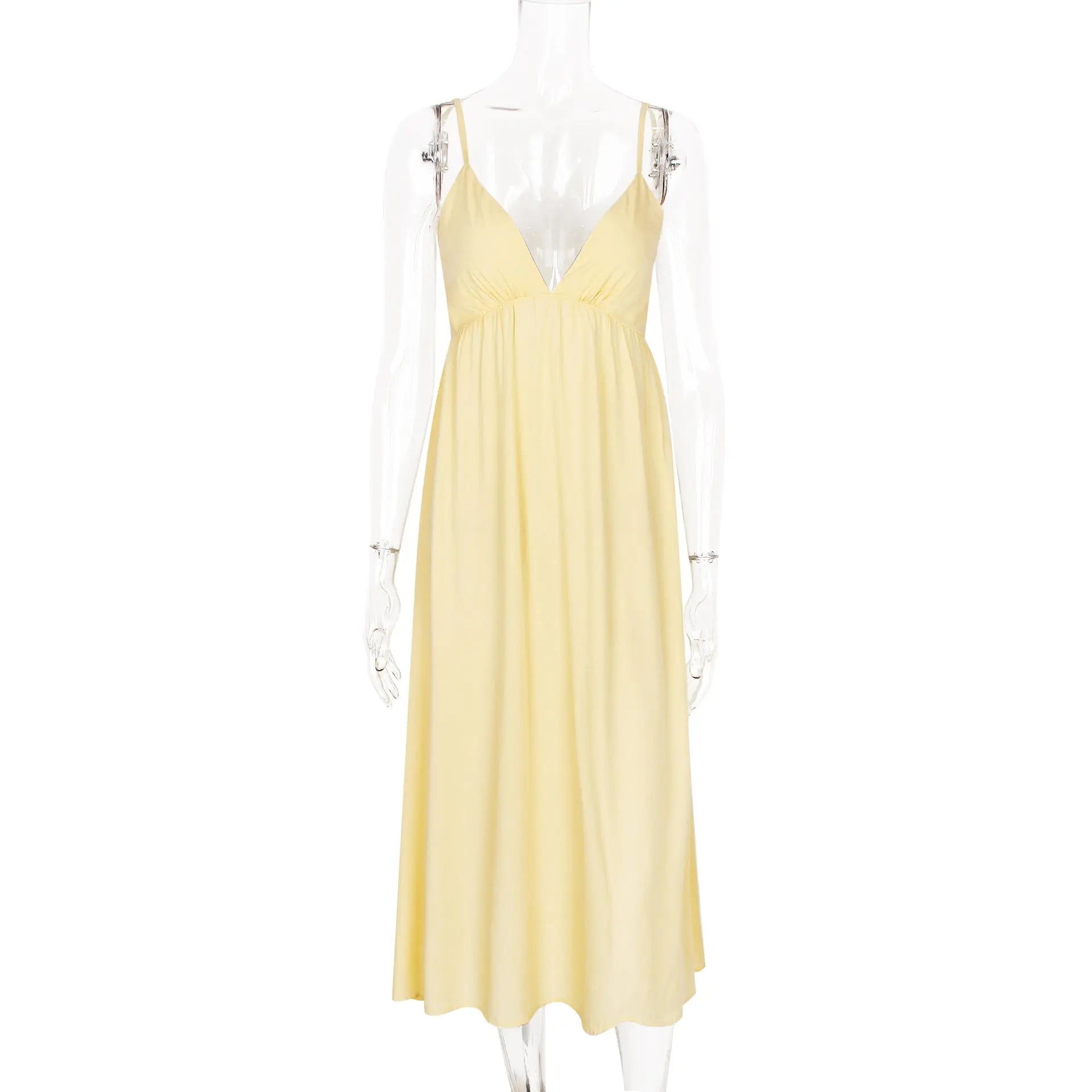 Butter Yellow Summer Cotton Maxi Dress for Women TARHUS  SS - Womens - Maxi Dress