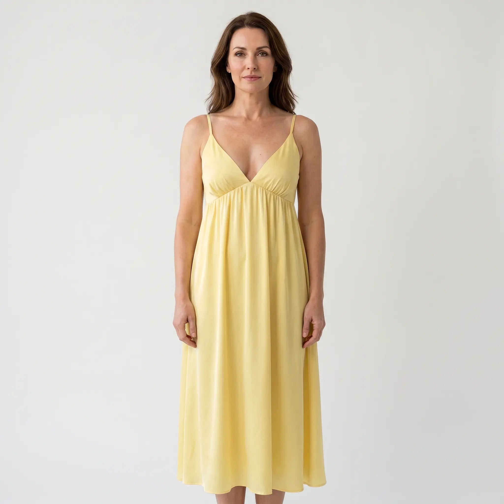 Butter Yellow Summer Cotton Maxi Dress for Women TARHUS  SS - Womens - Maxi Dress