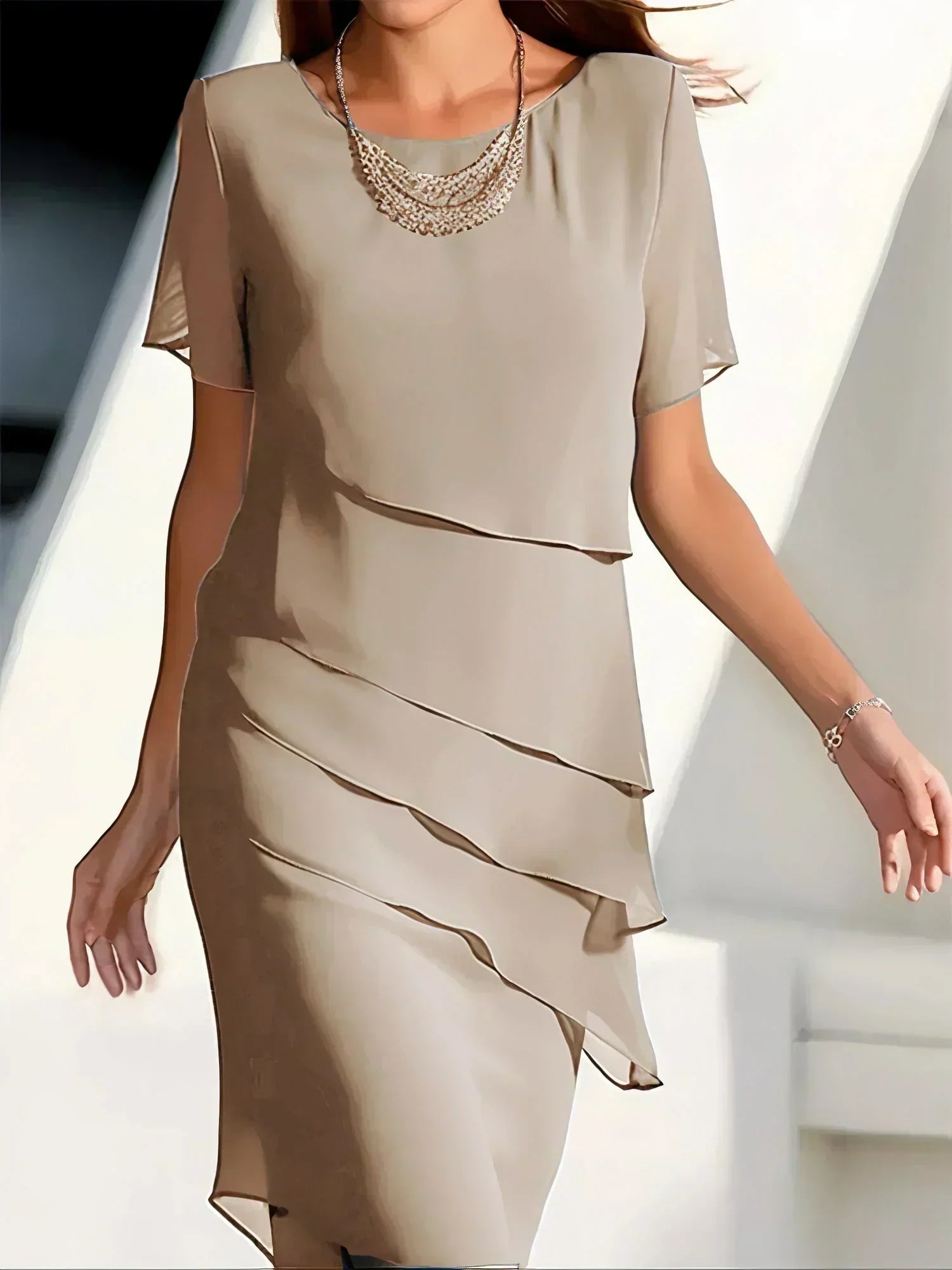 Celeste | Tiered Chiffon Midi Dress TARHUS