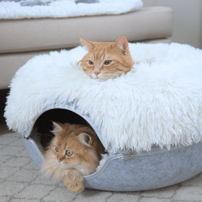 Cat Cave Calming Donut Bed for Anxiety Relief & Cozy Sleeping