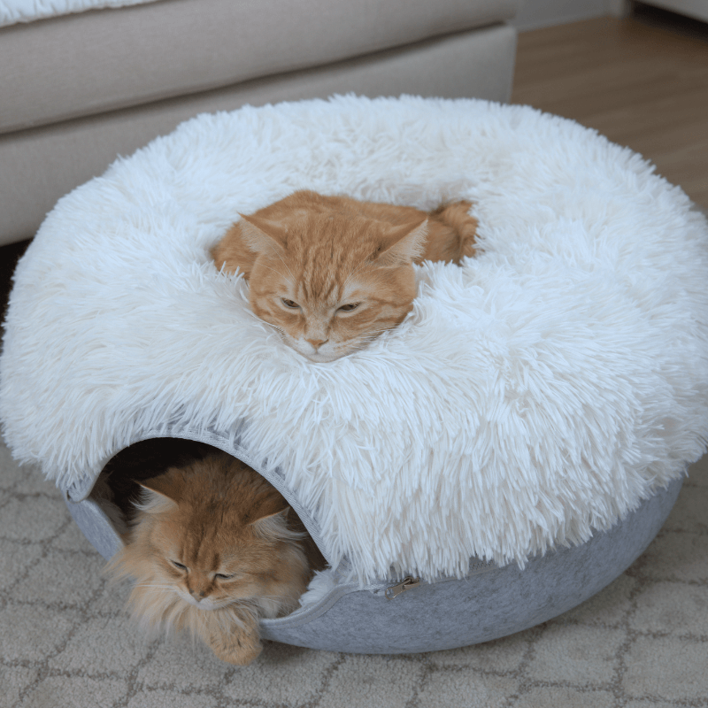 Cat Cave Calming Donut Bed for Anxiety Relief & Cozy Sleeping