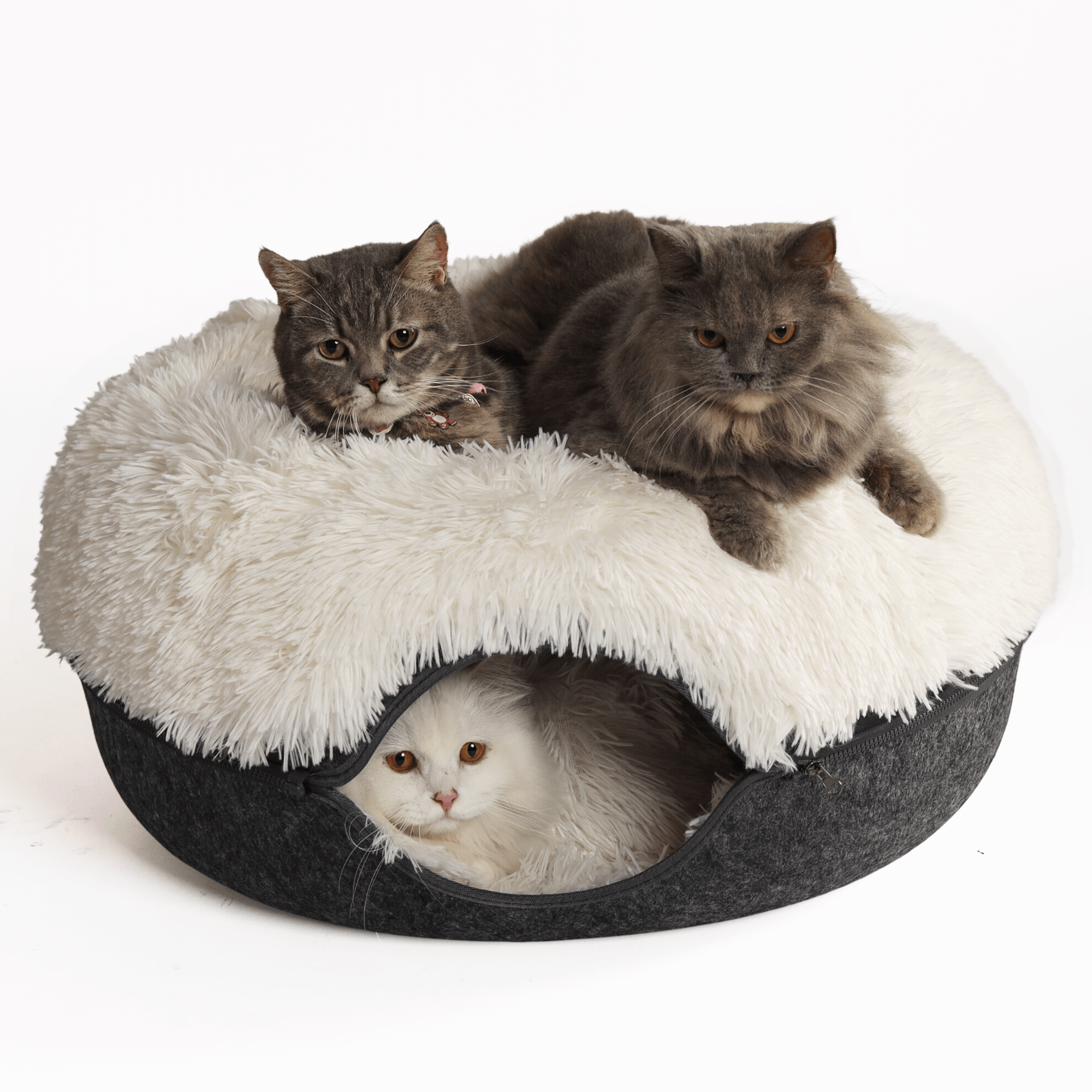 Cat Cave Calming Donut Bed for Anxiety Relief & Cozy Sleeping