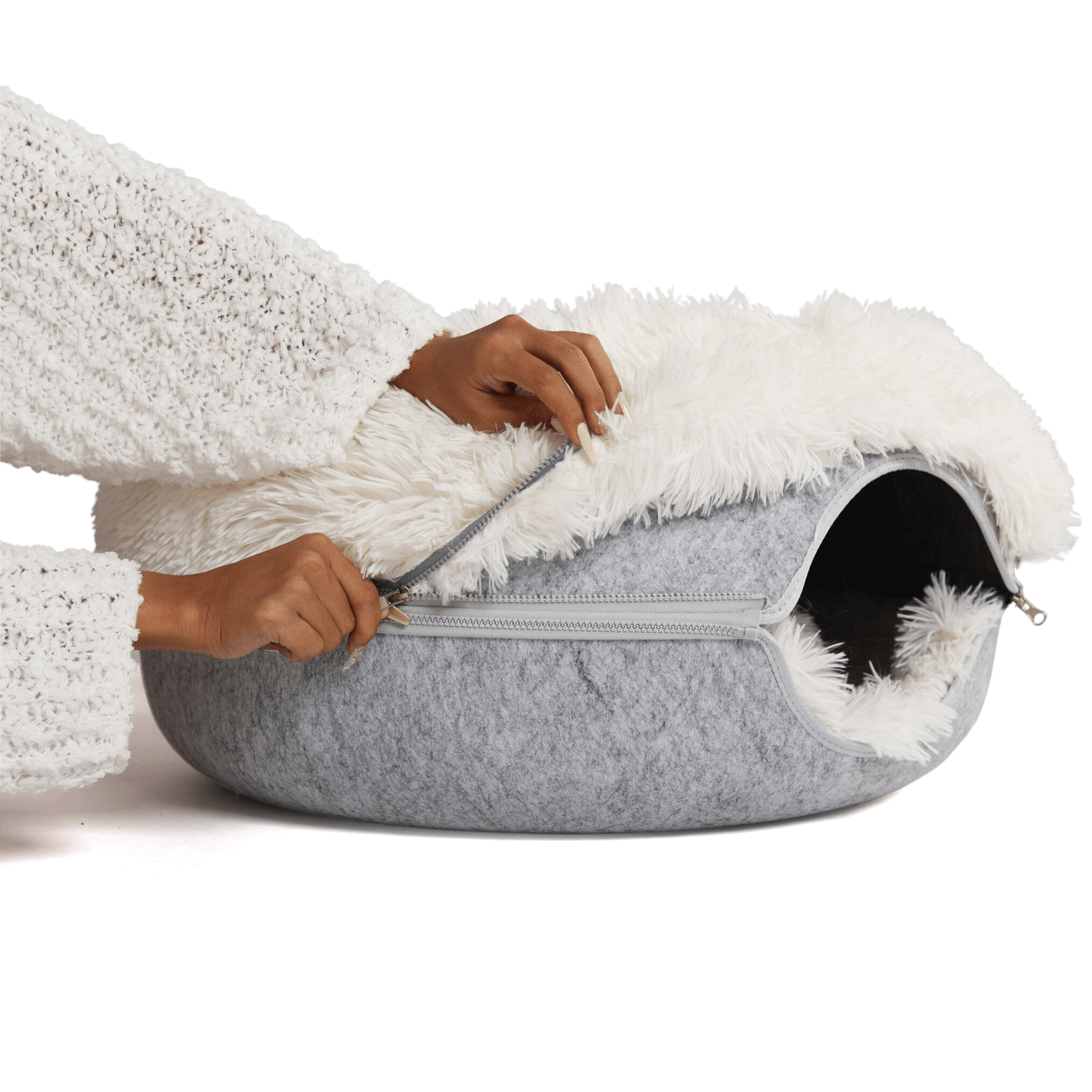 Cat Cave Calming Donut Bed for Anxiety Relief & Cozy Sleeping