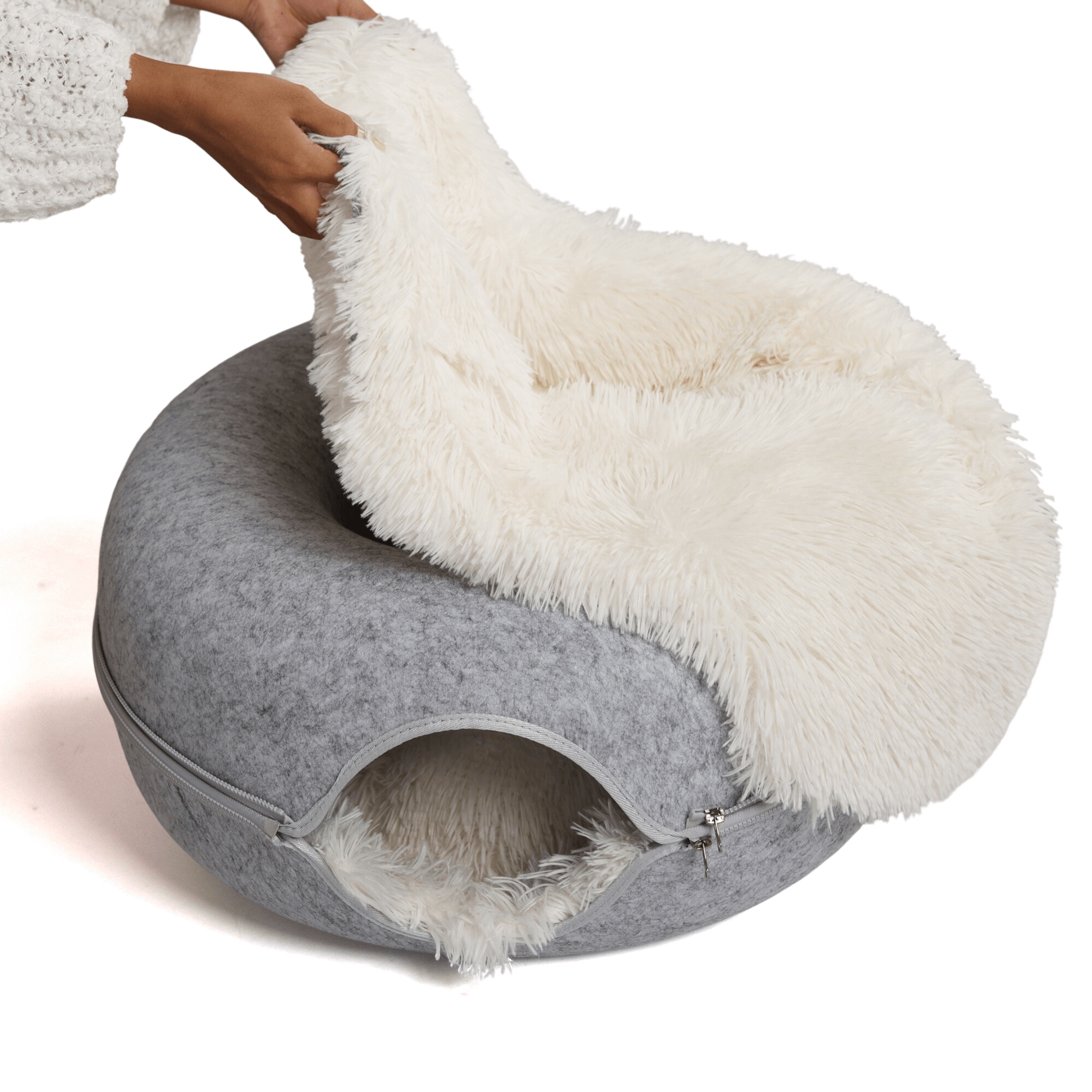 Cat Cave Calming Donut Bed for Anxiety Relief & Cozy Sleeping