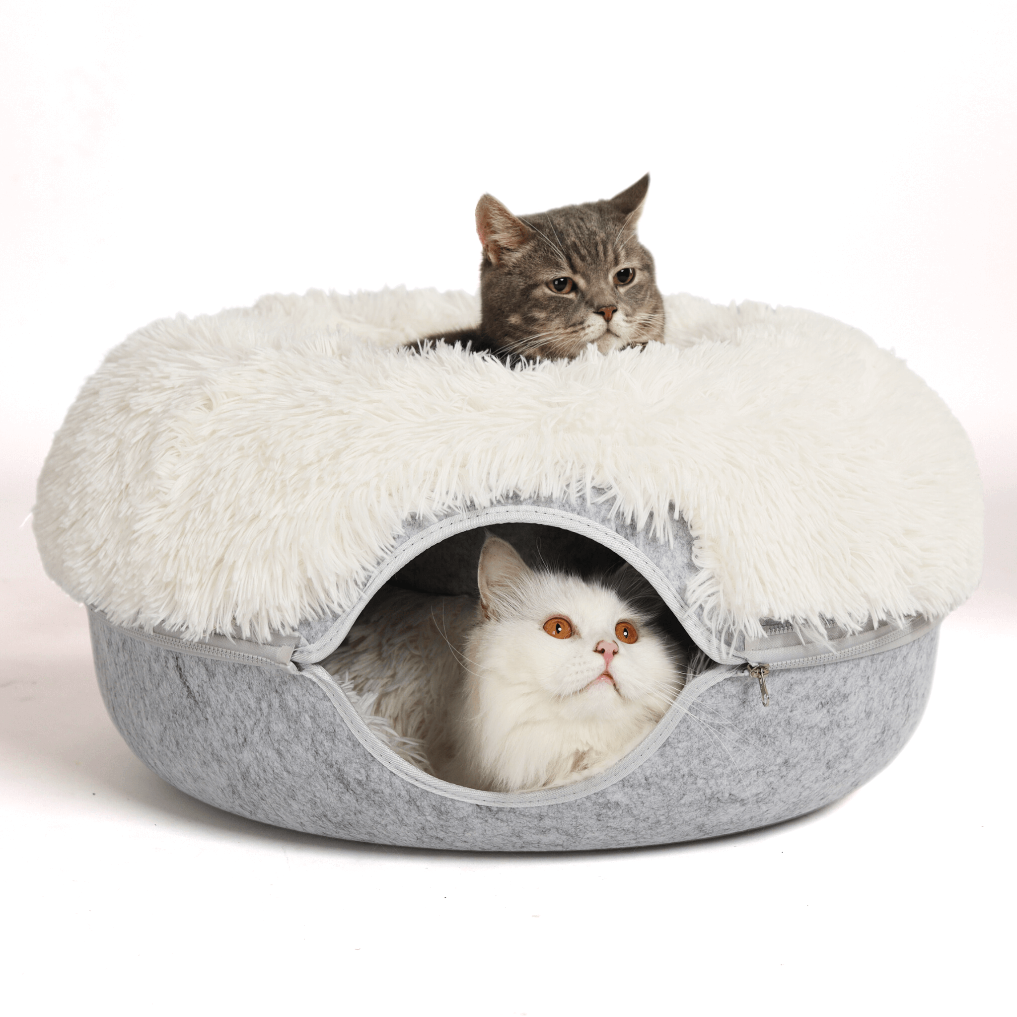 Cat Cave Calming Donut Bed for Anxiety Relief & Cozy Sleeping