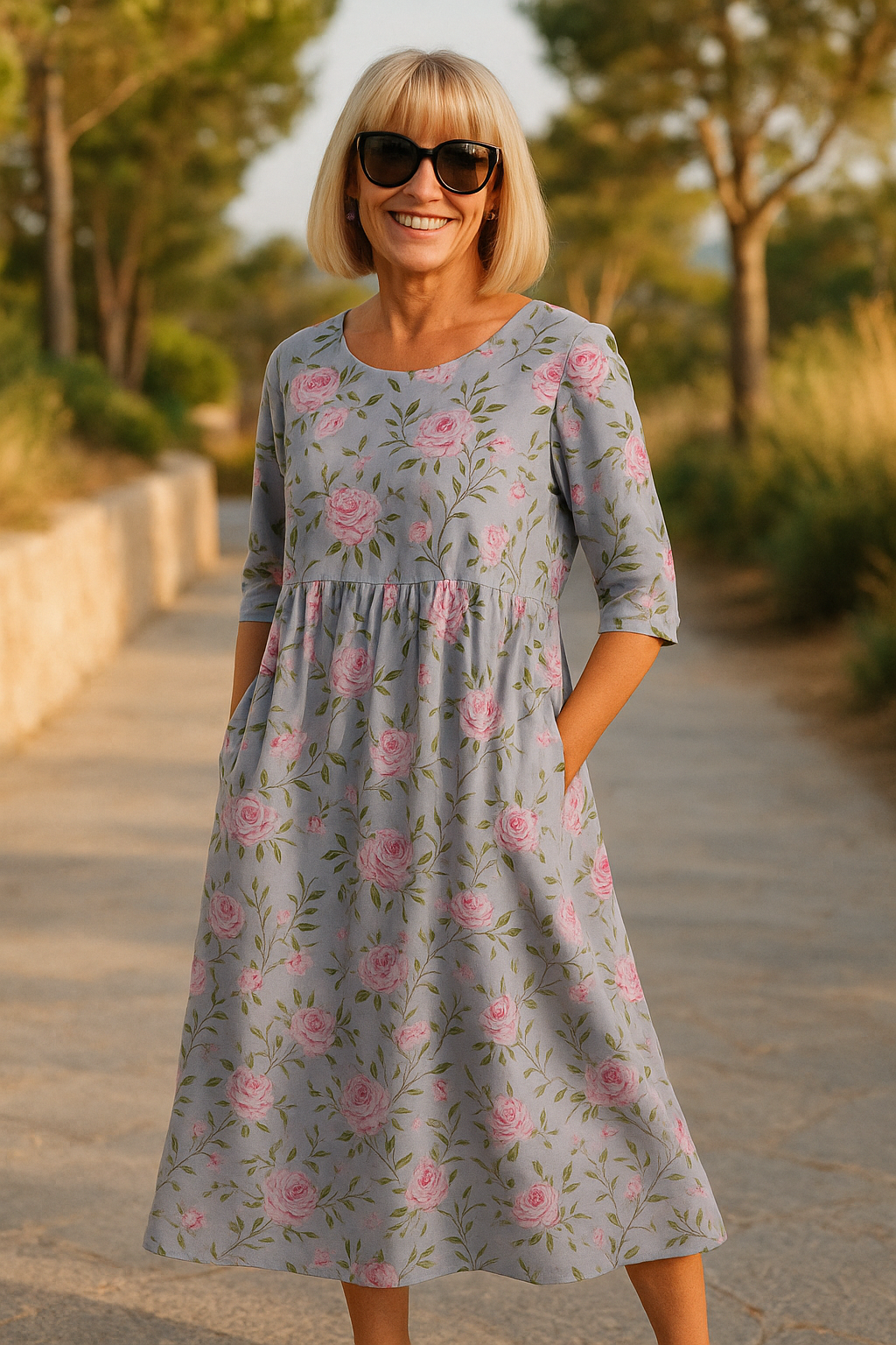 Agnes | Elegant Floral Midi Dress TARHUS