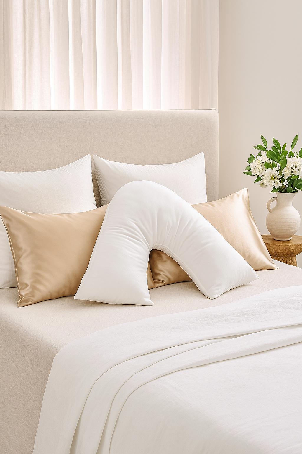 ZenNest™ wold's first silk filled boomerang pillow + pillowcase TARHUS  silk filled boomerang pillow