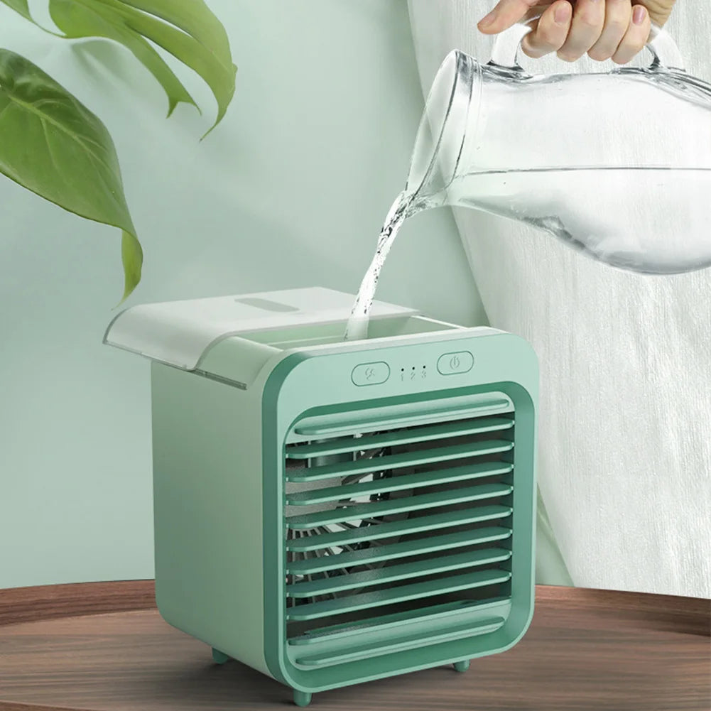 Coolivio | Mini Air Cooler – Portable 3-in-1 USB Fan with Humidifier & Battery