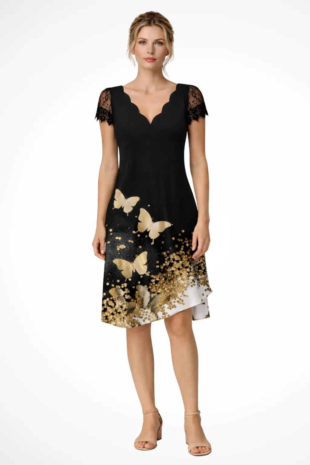 Harriet | Women Lace Sleeve Midi Wedding Guest Dress TARHUS  Dress