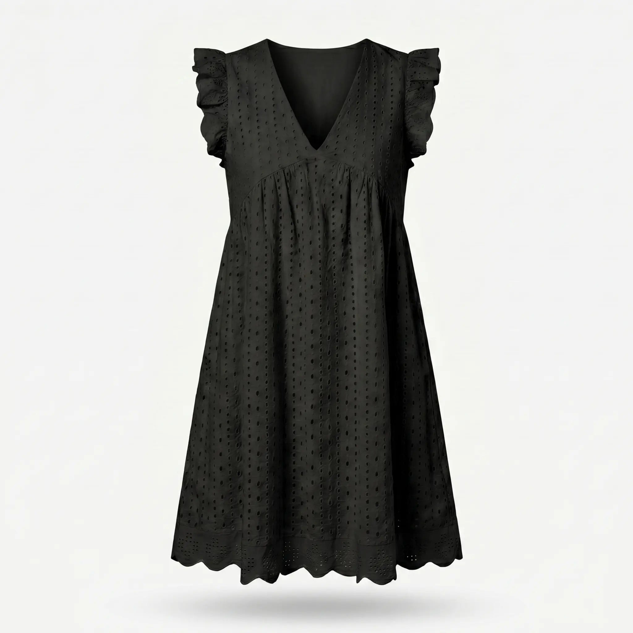 Cotton Eyelet Mini Dress with Scalloped Hem for Women TARHUS  SS - Womens - Mini Dress