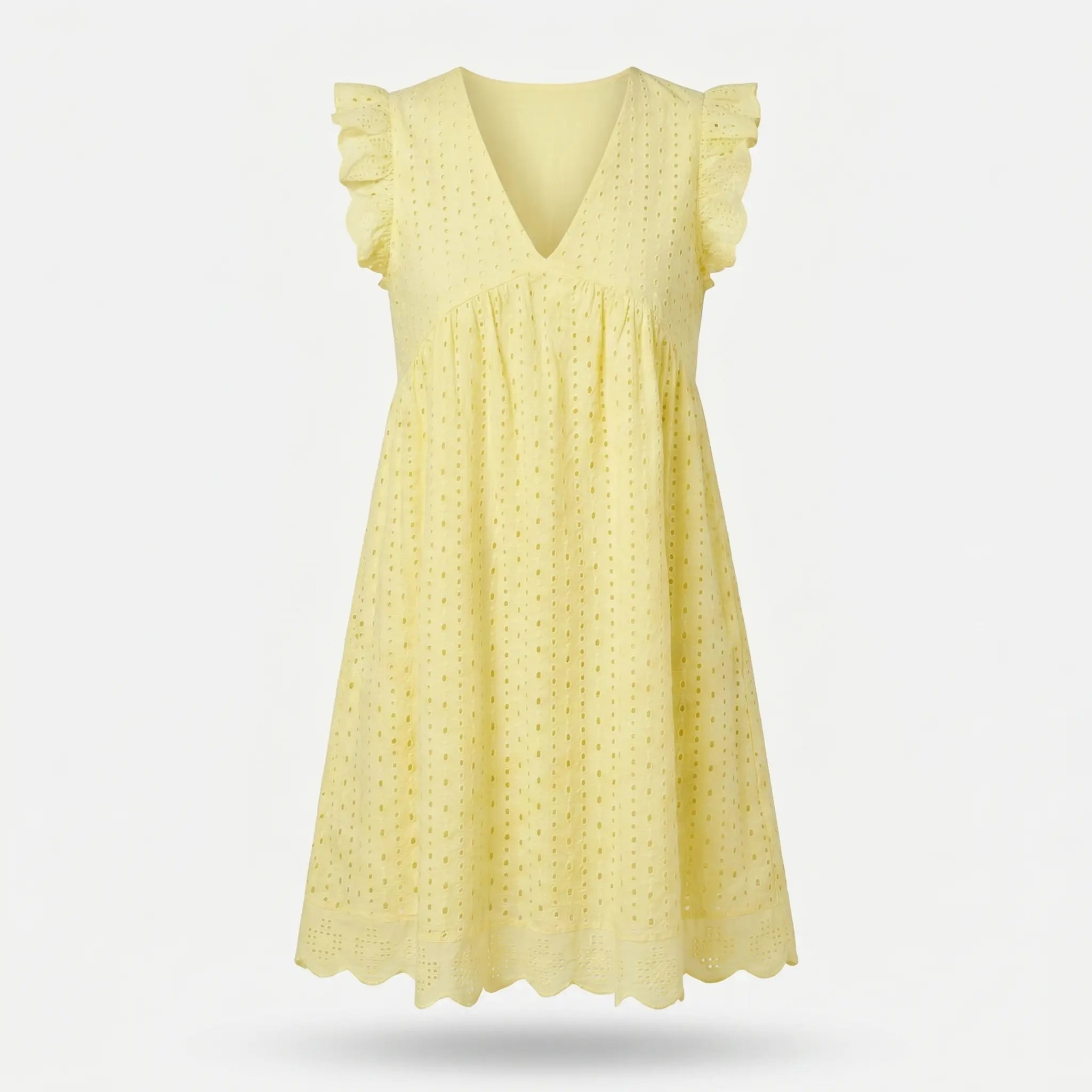 Cotton Eyelet Mini Dress with Scalloped Hem for Women TARHUS  SS - Womens - Mini Dress