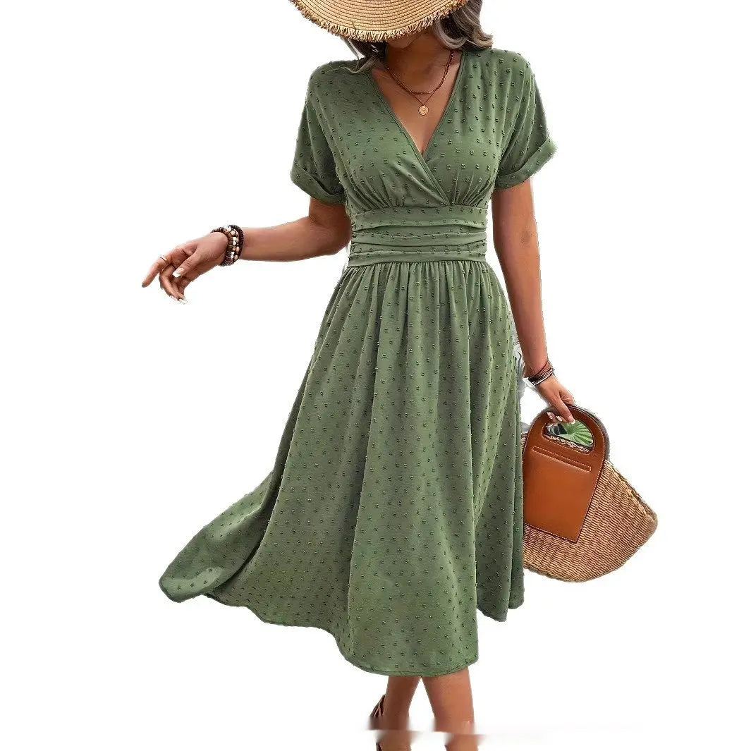 Dotted Chiffon Wrap Maxi Dress with V-Neck for Women TARHUS  SS - Womens - Midi Dress