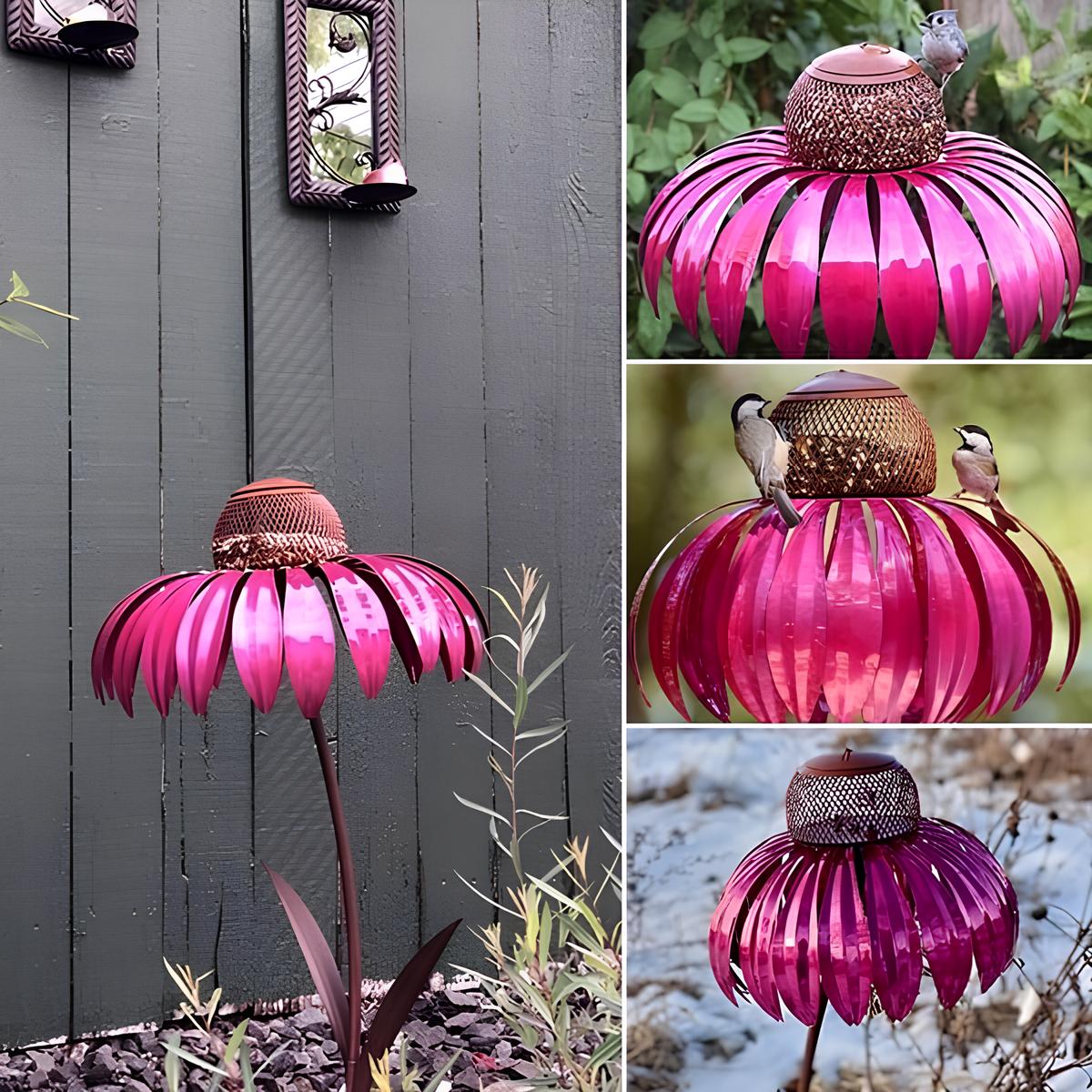 Durable Metal Bird Feeder House with Elegant Sunflower Design – Weather Resistant Garden Decor TARHUS  Home & Living