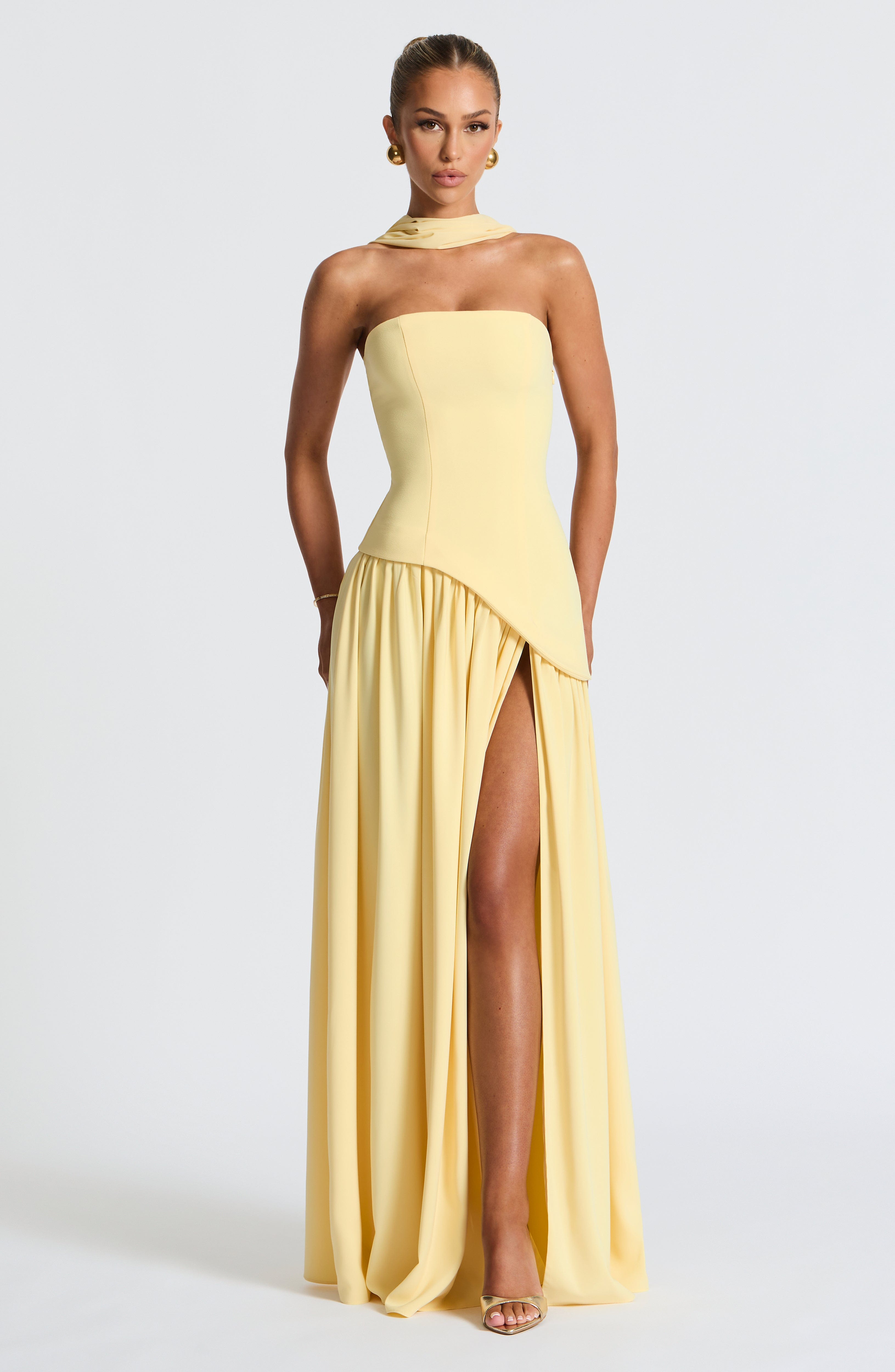 Womens Strapless Maxi Dress with High Slit – Elegant Evening Formal Party Dress TARHUS  Dresses