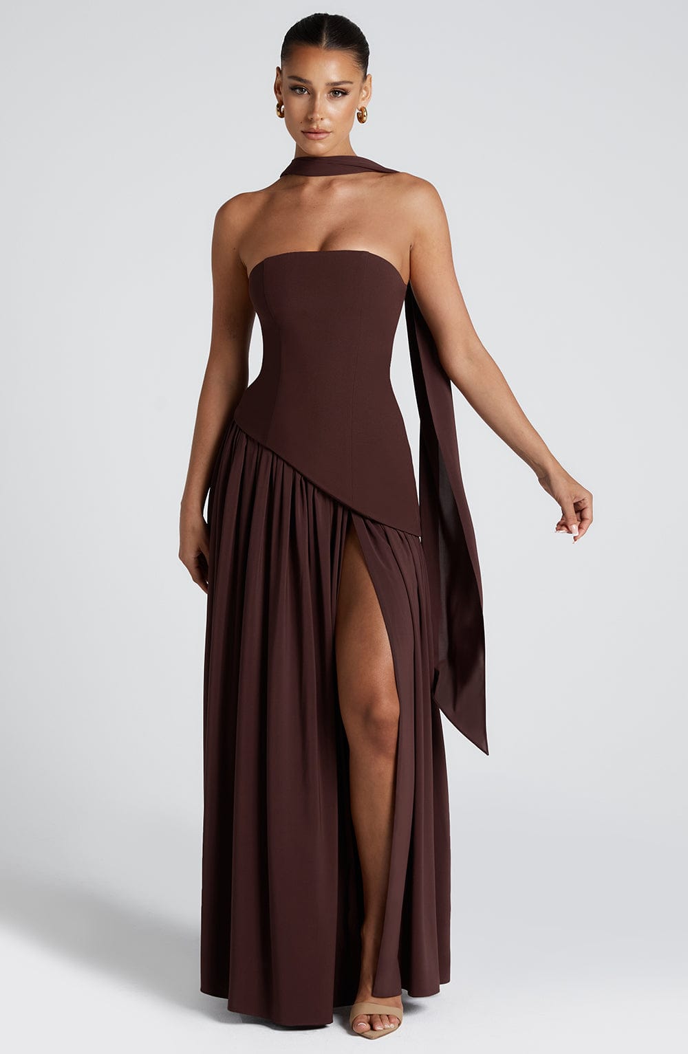 Womens Strapless Maxi Dress with High Slit – Elegant Evening Formal Party Dress TARHUS  Dresses