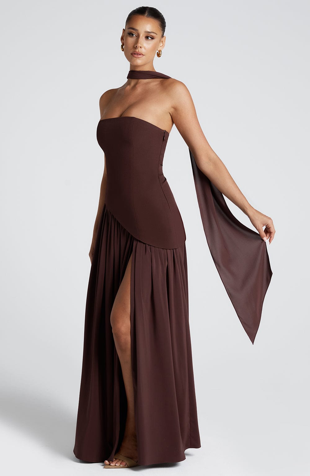 Womens Strapless Maxi Dress with High Slit – Elegant Evening Formal Party Dress TARHUS  Dresses