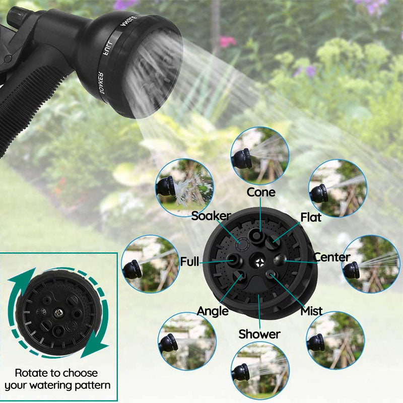 Expandable Garden Hose – Lightweight Flexible Water Hose with 8-Function Nozzle & Leak-Proof Connector - TARHUS