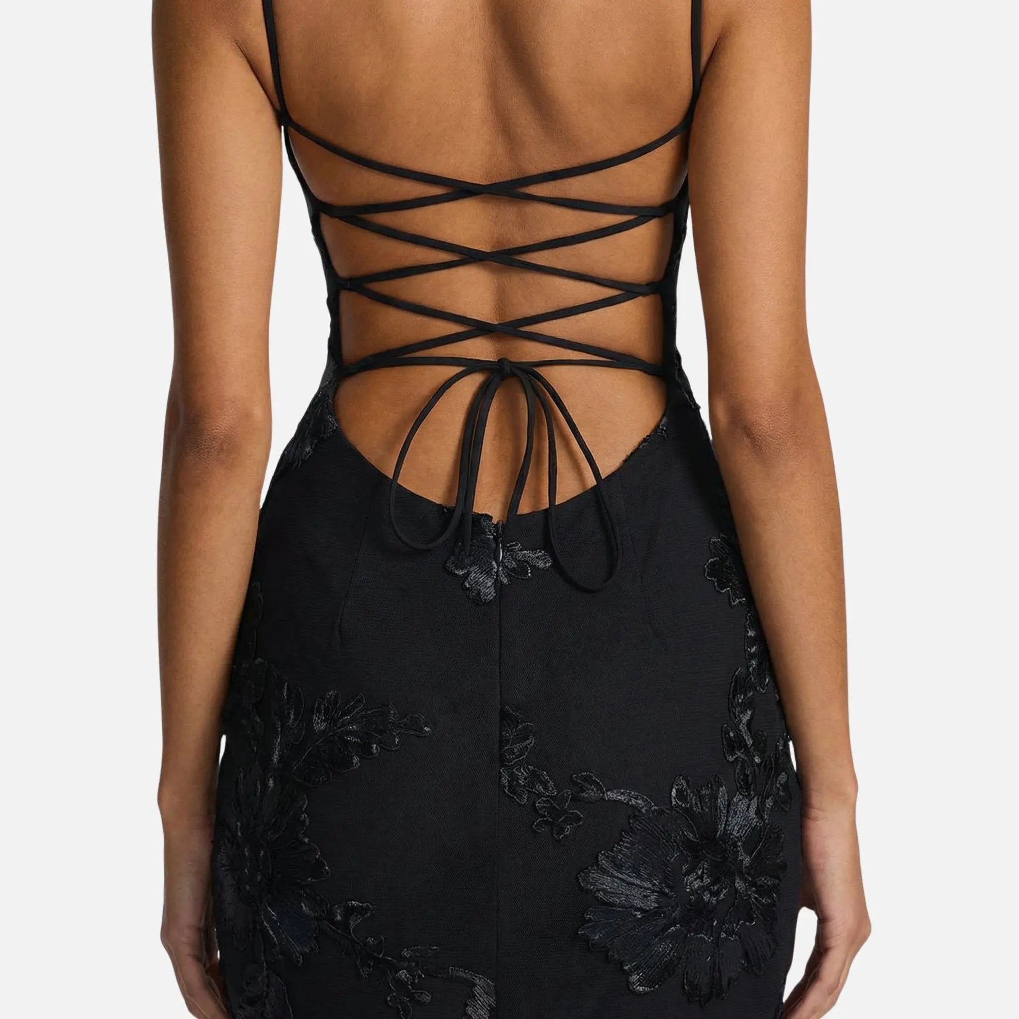 Fitted Satin Maxi Dress with Corset Bodice for Women TARHUS  AS - Womens - Maxi Dress
